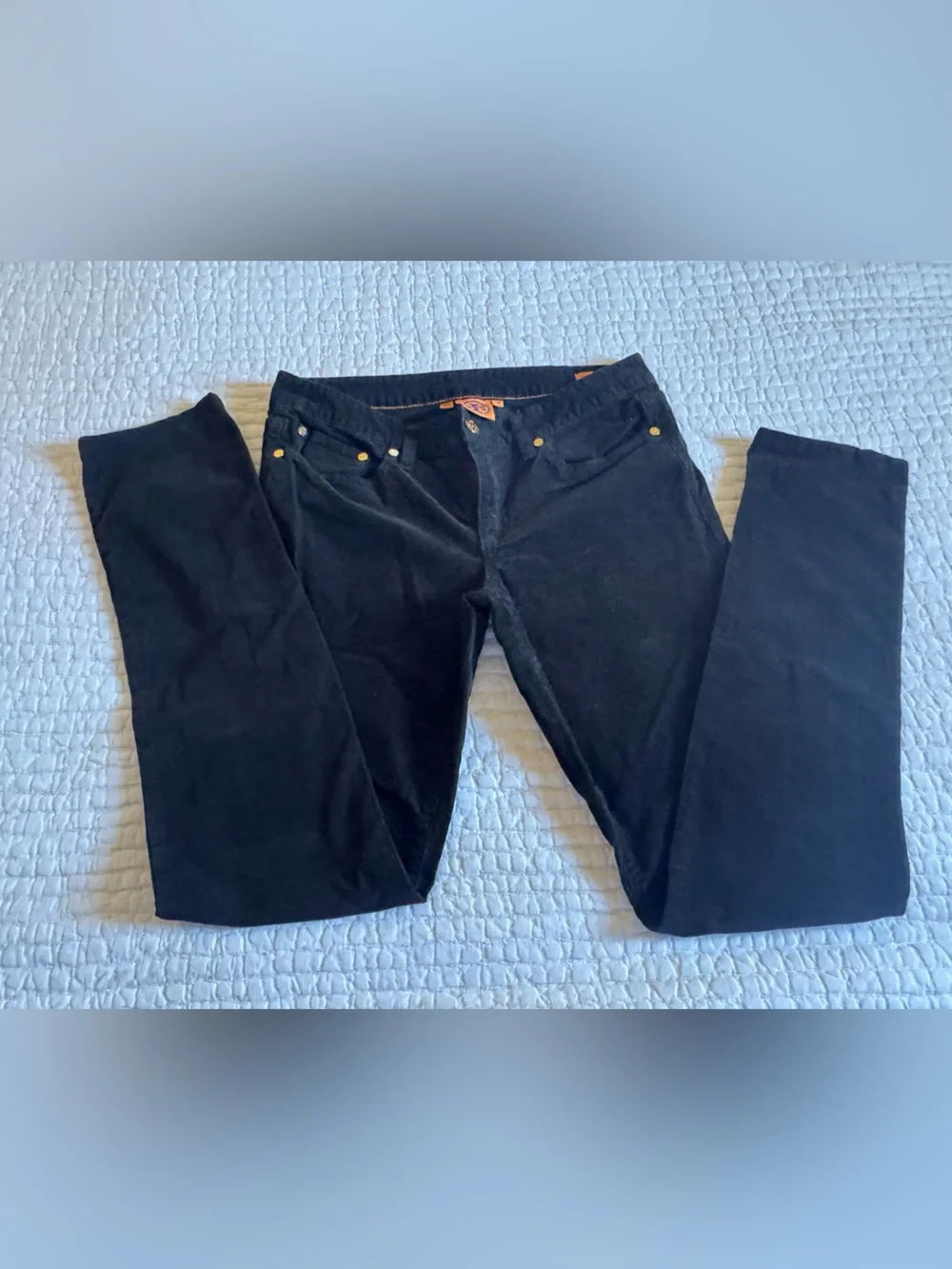 Tory Burch Black Pants with Orange Logo Tab